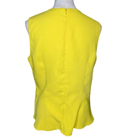 Liz Claiborne Women's Yellow Peplum Blouse Back Zip Top Size 10 Career Capsule - Picture 2 of 6